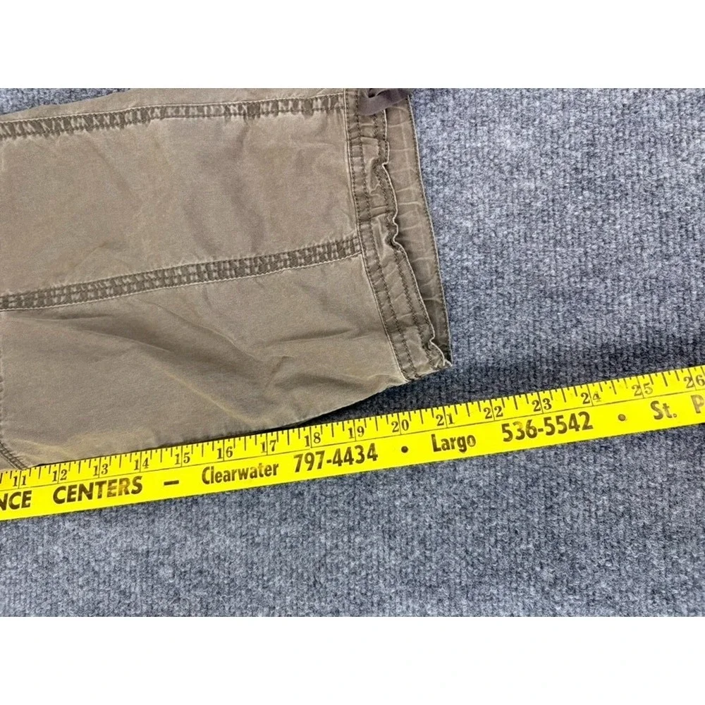 Eileen Fisher Cropped Green High Rise Capri Pants Drawstring Hem Pockets Size 12